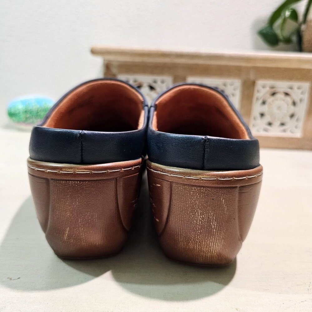 Softwalk Womens Sz 9.5N Navy Madison Leather Platform Clog Padded Comfort Shoes - Picture 5 of 12